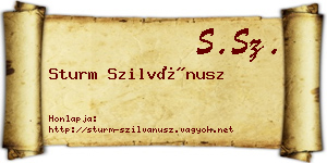 Sturm Szilvánusz névjegykártya